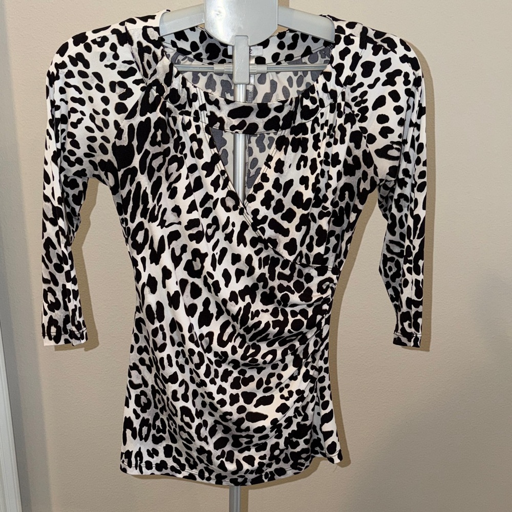 Cache Monochrome Leopard Print Blouse - image 1